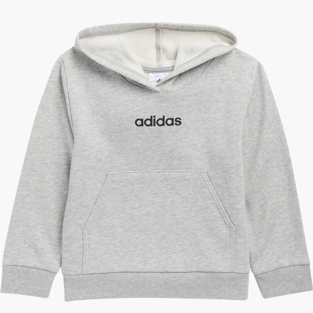 Adidas Boy’s Logo Graphic Fleece Hoodie Heather Gray Little Boy’s Size 7